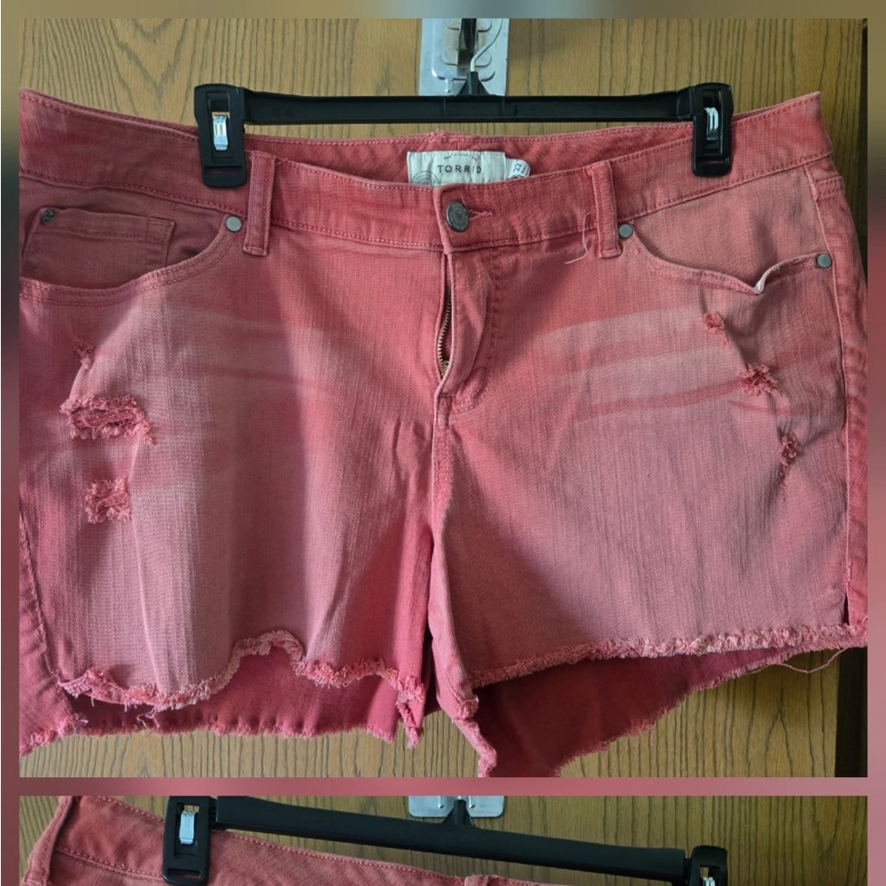 Torrid Pink Distressed Denim Shorts